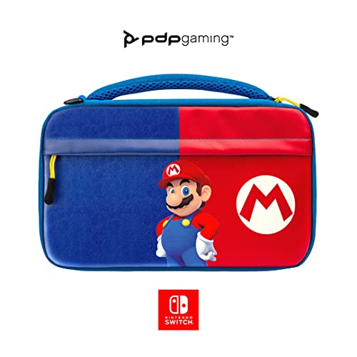 PDP Gaming Offiziell Lizenziert Switch Commuter Case - Mario - Semi-Hardshell PRotection - PRotective PU Leather - Holds 14 Games and Console - Works mit Switch OLED and Lite - Fine für Kids / Travel von PDP