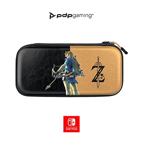PDP Gaming Offiziell Lizenziert Switch Slim Deluxe Travel Case - Zelda Breath of the WIld - Semi-Hardshell - Console Stand - PRotective PU Leather - Holds 14 Games - Works mit Switch OLED and Lite von PDP
