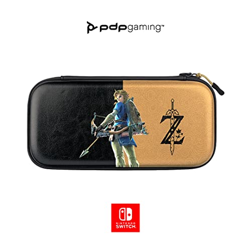 PDP Gaming Offiziell Lizenziert Switch Slim Deluxe Travel Case - Zelda Breath of the WIld - Semi-Hardshell - Console Stand - PRotective PU Leather - Holds 14 Games - Works mit Switch OLED and Lite von PDP