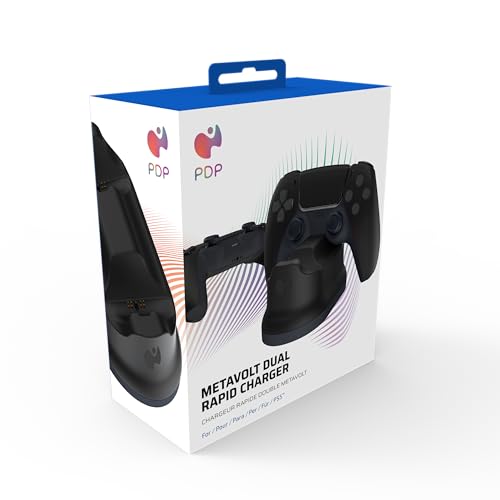 PDP METAVOLT PS5 DUAL CHARGER Schwarz für SONY PLAYSTATION PS5 - PS4, Offiziell Lizenziert von PDP