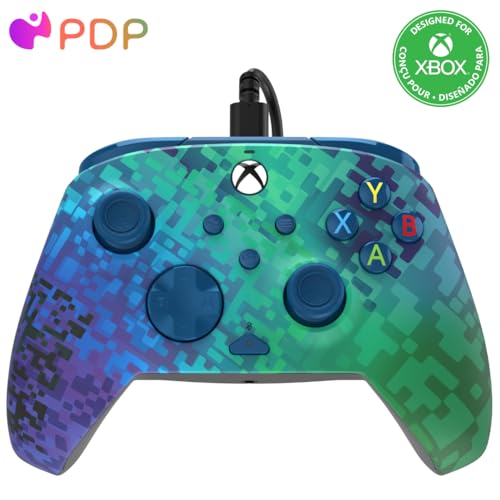 PDP REMATCH XBOX verkabelt Controller GLITCH Grün für Xbox Series X|S, Xbox One, Offiziell Lizenziert von PDP