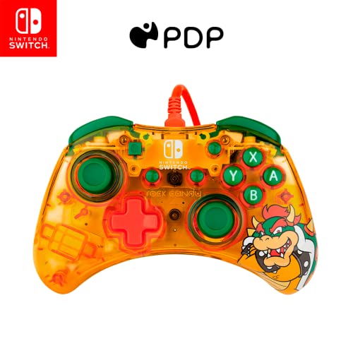 PDP Rock Candy verkabelt Gaming Switch Pro Controller - Official License Nintendo - OLED / Lite Compatible - Compact, Durable Travel Controller - Bowser von PDP