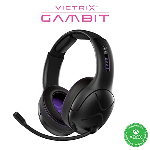 PDP Victrix Gambit Schwarz drahtlos and verkabelt Gaming Kopfhörer mit Mic - Microsoft Xbox One, Series X|S, PC - Esports-Ready Pro Audio, Noise Cancelling Microphone, Over the Ear Kopfhörer von PDP