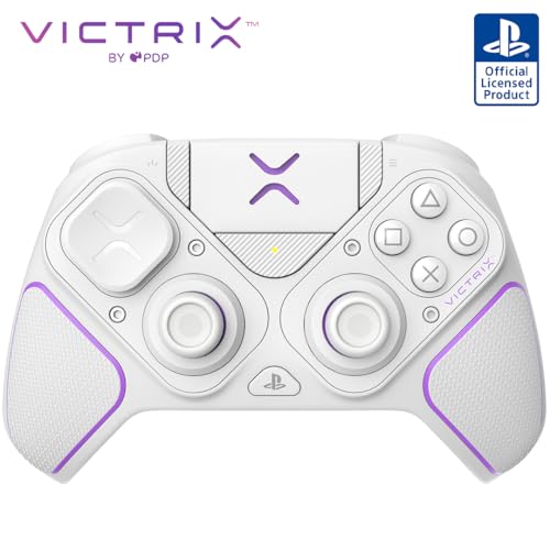 PDP Victrix Pro BFG drahtlos Gaming Controller for Playstation 5 / PS5, PS4, PC, Modular Gamepad, Remappable Buttons, Customizable Triggers/Paddles/D-Pad, PC App White von PDP