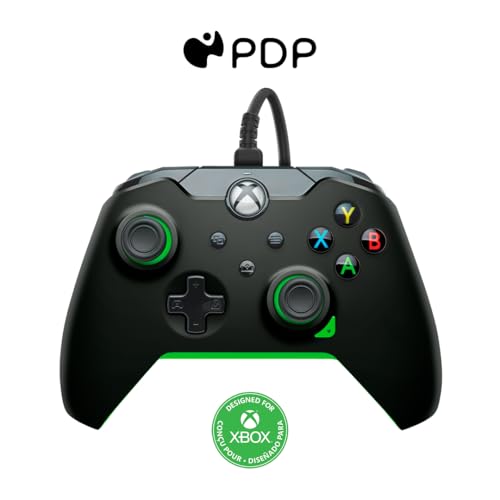 PDP verkabelt Controller Neon Schwarz für XBOX Series X|S, Gamepad, Video Game , Gaming Controller, XBOX One, Offiziell Lizenziert von PDP