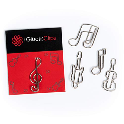 Büroklammern Set, 10x Büroklammer mit 5 Musikmotiven, als Deko oder Lesezeichen. Paperclip I Paper Clips, Briefklammer oder Bookmark, für Büro oder Zuhause, S001 von PDTXCLS