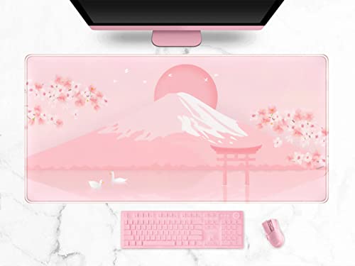 DSKGSJH Mauspad mit Kirschblütenmotiv, erweitertes Gaming-Pad, volle Schreibtischabdeckung, japanische Fuji-Landschaft, Ästhetik, rutschfest, große Mäuse, XXL, 80 x 40 cm, (MC000/A) von PDTXCLS