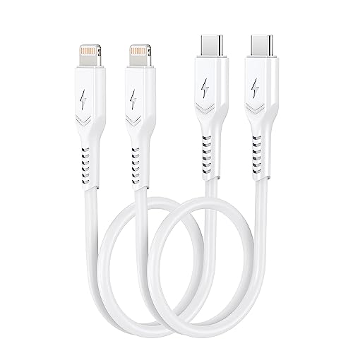 USB C Lightning Kabel 0.3m MFi Zertifiziert, PEAKLIFT 30cm iPhone Ladekabel Kurz Power Delivery USB C to Lightning Ladekabel für iPhone 14 13 12 11 Pro Max Mini SE XR XS X 8 8 Plus 7 6s 6, 2Stück Weiß von PEAKLIFT