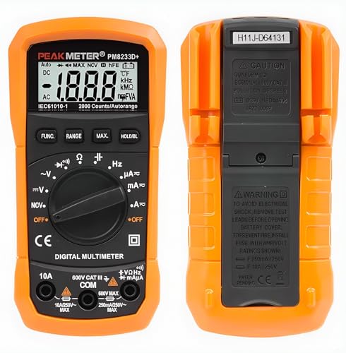 PEAKMETER Digitales Multimeter PM8233A PM8233B PM8233D PM8233D+/E AC DC Ampmeter Voltmeter Tester DC aktueller Widerstand Kontinuity Diode Test Data halten Tasche Größe 2000 Counts(PM8233E) von PEAKMETER