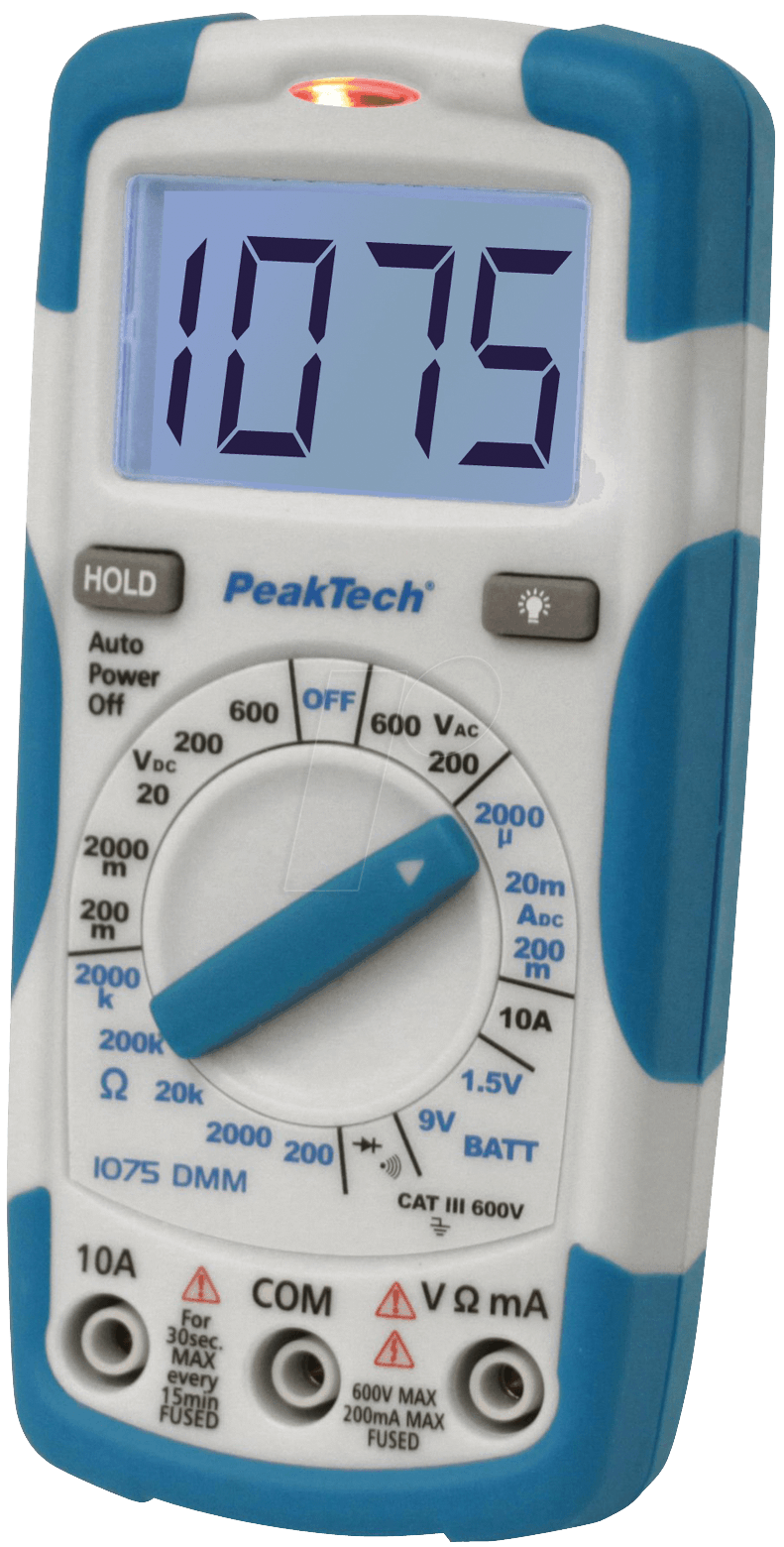PEAKTECH 1075 - Multimeter, digital, 1999 Counts, Spannungsdetektor von PEAKTECH