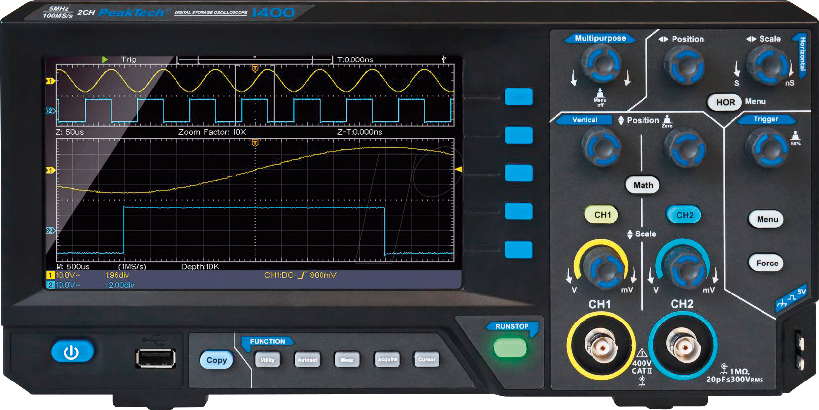 PEAKTECH 1400 - Digital-Speicher-Oszilloskop, 5 MHz, 2 Kanäle von PEAKTECH