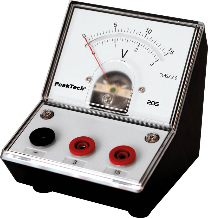 PEAKTECH 205-05 - Voltmeter, analog, Tischgerät, 0 - 3 V / 15 V DC von PEAKTECH