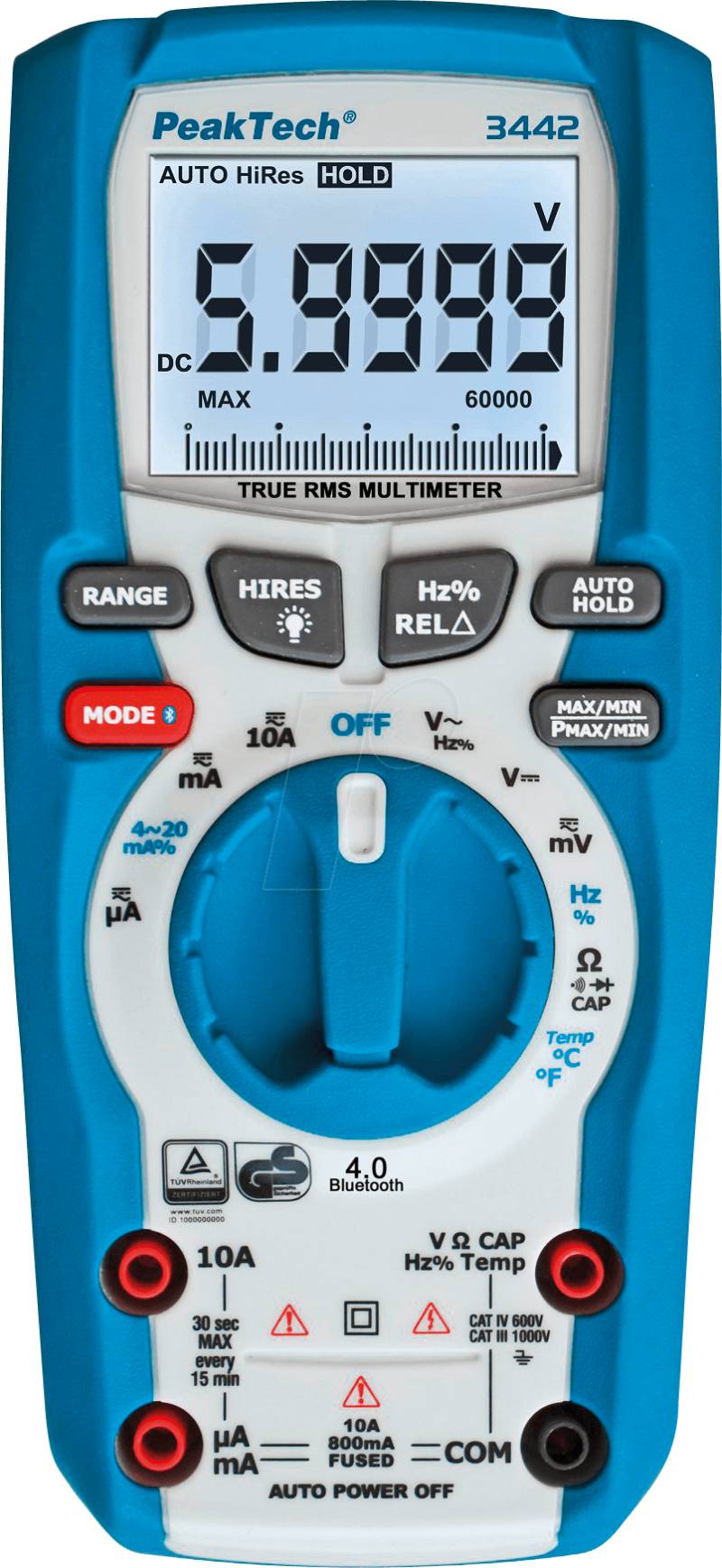 PEAKTECH 3442 - Multimeter, digital, 60000 Counts, TRMS, Bluetooth von PEAKTECH