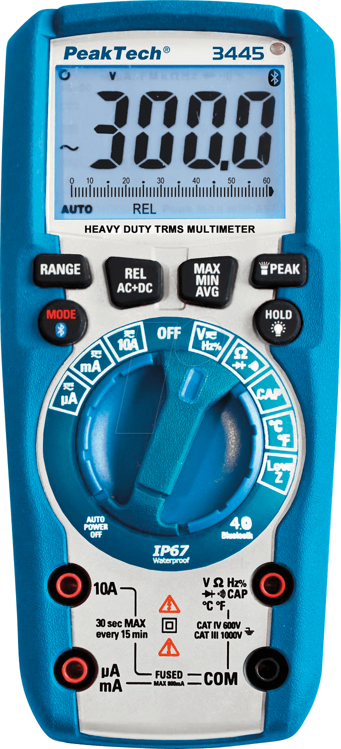 PEAKTECH 3445 - Multimeter, digital, 6000 Counts, TRMS, IP67, Bluetooth von PEAKTECH