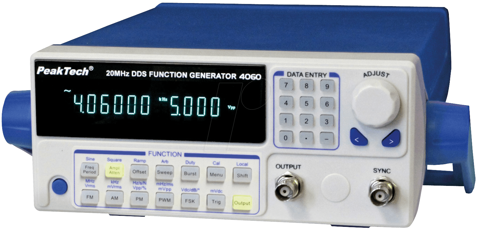 PEAKTECH 4060MV - Funktionsgenerator, DDS, mit 10W-Verstärker, 10 µHz ... 20 MHz von PEAKTECH