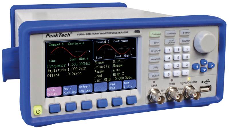 PEAKTECH 4115 - Funktionsgenerator, DDS/Arbiträr, 1 µHz ... 60 MHz von PEAKTECH