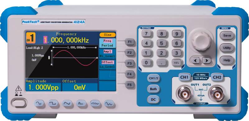 PEAKTECH 4124 A - Funktionsgenerator, arbiträr, 2 Kanäle, 1 µHz ... 10 MHz von PEAKTECH