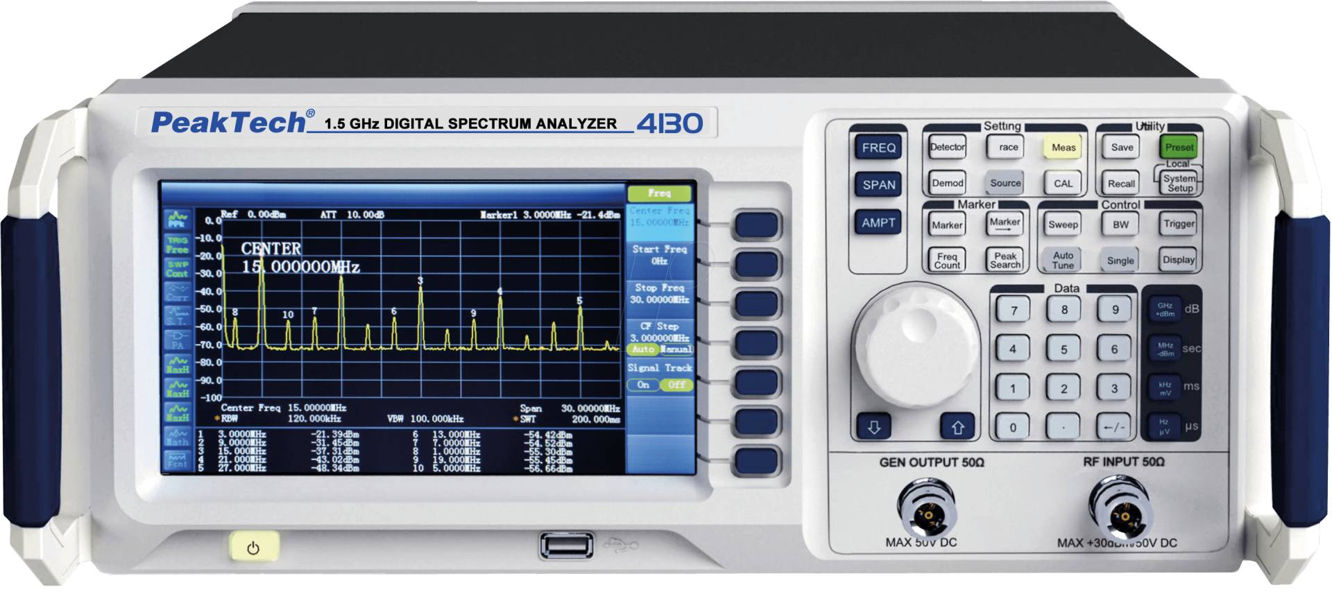 PEAKTECH 4130 - Spektrumanalysator, 9 kHz bis 1500 MHz, Tracking Generator von PEAKTECH