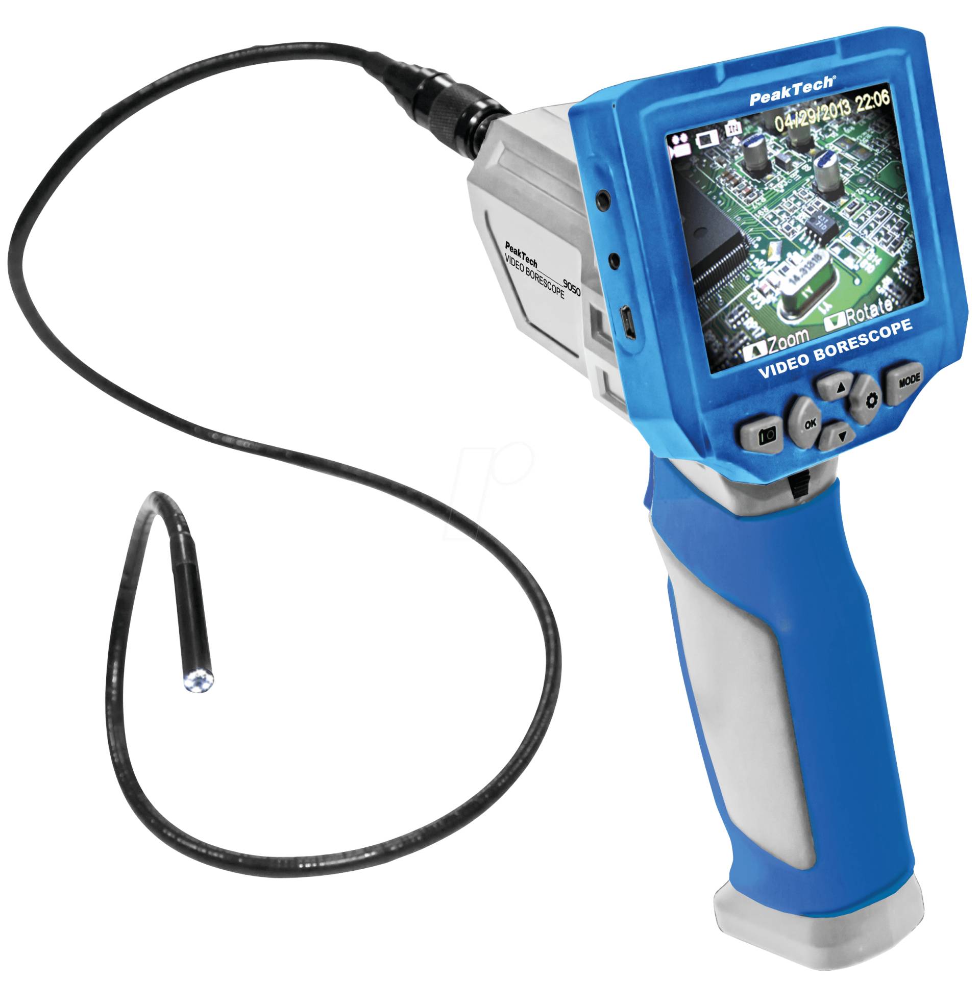 PEAKTECH 5600 - Digital Endoskop, Farbmonitor, USB/TV-Anschluss, IP 67 von PEAKTECH