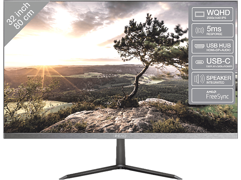 PEAQ PMO S323-IQSC 32 Zoll WQHD Slim Monitor (5 ms Reaktionszeit, 75 Hz) von PEAQ