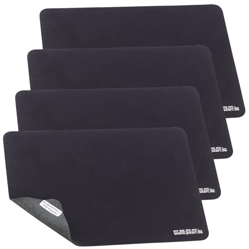 PEARL Displayschutz: 4er-Set 3in1-Mikrofaser-Mauspads, Display-Schutz & Reinigungs-Tücher (Mauspad für Laptop, Mikrofaser Mousepad, Schutzfolie Handy) von PEARL