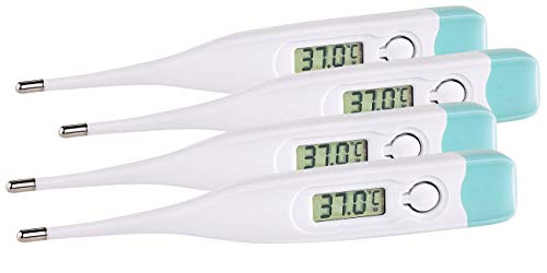 PEARL Babythermometer: 4er-Set Medizinische Fieberthermometer mit Fieberalarm, digital, IP27 (Elektronische Fieberthermometer, Achselthermometer, Thermometer) von PEARL