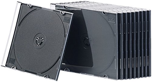 PEARL CD Slim Case: 10er-Set Slim-CD-Hüllen transparent/schwarz (Slimcase, CD DVD Hüllen, Blue Ray) von PEARL