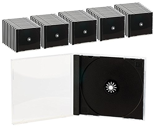 PEARL Cd Hüllen: Doppel CD Jewel Boxen im 50er-Set, schwarzes Tray (CD Hüllen für 2 CDs, Jewelcase, Aufbewahrung) von PEARL