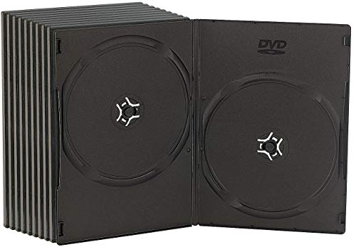 PEARL DVD Hüllen: Doppel DVD Slim (7mm) Box 10er-Set schwarz (Huellen Hochformat, Spielehülle, Blue Ray) von PEARL