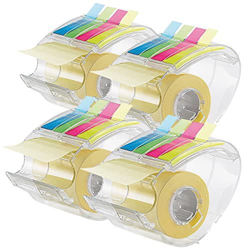 PEARL Haftnotizenspender: 4er-Set Haftnotizen-Spender je mit 10 m Rolle & 80 Index-Haftstreifen (Post-It-Roller, Klebezettelblock) von PEARL