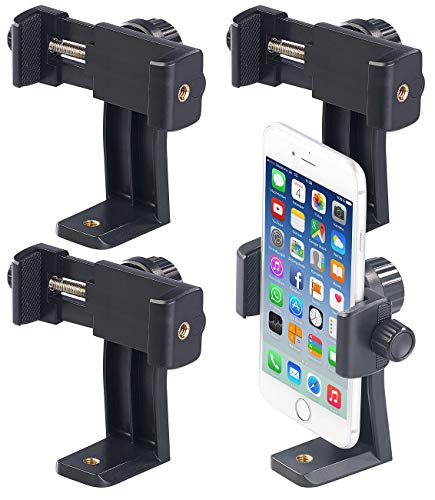 PEARL Handyhalter für Selfies: 4er-Set universelle Smartphone-Stativ-Halterungen mit 1/4"-Gewinde (Handyhalterung & Stativ-Adapter, Handyhalter für Fotostativ) von PEARL