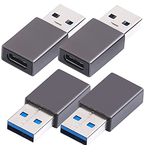 PEARL Laptop Zubehör: 4er-Set Adapter USB-Typ-A-Stecker auf USB-C-Buchse, Aluminiumgehäuse (USB C Adapter auf USB 3.0, Kupplung, Apple iPhone Ladekabel) von PEARL
