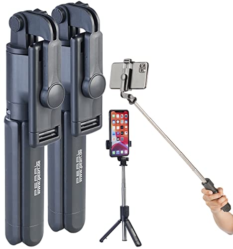 PEARL Mini Stativ: 2er-Set 2in1-Smartphone-Stativ & Selfie-Stick bis 68 cm (Stativ Handy, Selfiestick, Handyhalterung) von PEARL