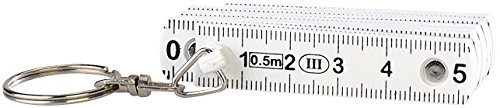 PEARL Mini Zollstock: Zollstock am Schlüsselanhänger, 0,5-Meter-Gliedermaßstab, weiß (Mini Zollstock Schlüsselanhänger, Zollstock für die Hosentasche, Mitbringsel) von PEARL