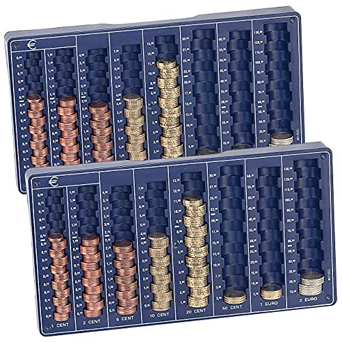 PEARL Münzzählbrett: 2er-Set Euro-Münzbretter für alle und Cent-Münzen (Münzsortierer, , Geldzählmaschine), Blau von PEARL