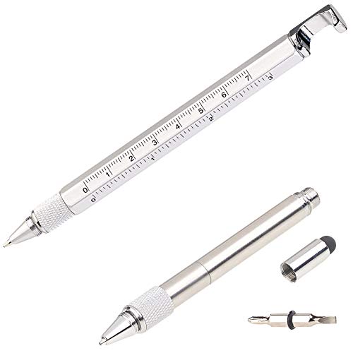 PEARL Multifunktionsstift: 7in1-Kugelschreiber mit Touchpen, Schraubendreher, Lineal & mehr (7 Funktionen Kugelschreiber, Multitool Kugelschreiber, Schraubenausdreher) von PEARL