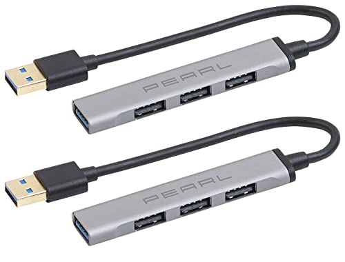 PEARL Pasiver USB-Hub: 2er Set USB-Hub mit 4 Ports, 1x USB 3.0, 3X USB 2.0, bis 5 Gbit/s (Pasiver 4-Port-USB-Hub, Multiport-Hub, Festplatten Adapter) von PEARL