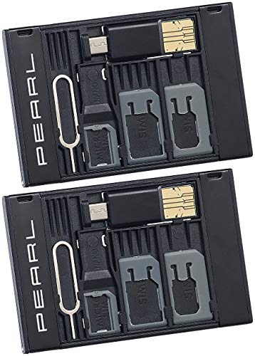 PEARL SIM Adapter: 2er-Set SIM-Karten-Organizer mit microSD-Card-Reader für USB OTG (Simkartenadapter, Ordnungs-Box mit Simkartenadapter, Tablet Halterung) von PEARL
