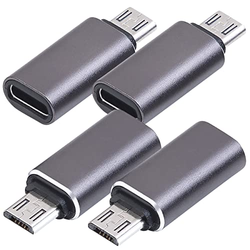 PEARL Typ-C-Adapter: 4er-Set Adapter Micro-USB-Stecker auf USB-C-Buchse, Aluminiumgehäuse (USB Kupplung, Apple iPhone Ladekabel) von PEARL