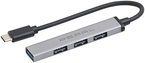PEARL USB Mehrfach: USB-C-Hub mit 4 Ports, 1x USB 3.0, 3X USB 2.0, bis 5 Gbit/s, Aluminium (USB Vielfachstecker, 4-Fach-USB-Hub, Festplatten Adapter) von PEARL