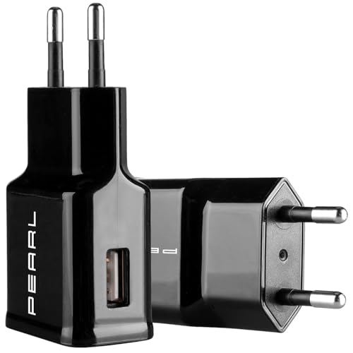 PEARL USB-Netzteil-Ladegerät: 2er-Set kompakte USB-Netzteile, USB-A, 5 V, 2,1 A / 10,5 W, schwarz (Netzteil für USB Ladekabel, Netzstecker USB-Adapter) von PEARL