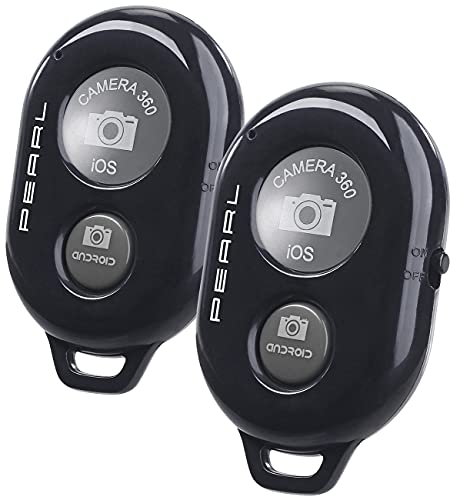 PEARL Zubehör zu Fernauslöser Handy: 2er-Set Kabellose Fernauslöser mit Bluetooth für Smartphone-Kameras (Selfie Auslöser, Fernbedienungen, Stativ) von PEARL