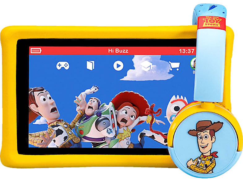 PEBBLE GEAR Toy Story Tablet + Headphone Bundle Kindertablet, Mehrfarbig von PEBBLE GEAR