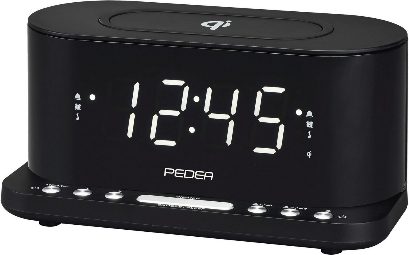 PEDEA FM Radiowecker mit induktiver QI-Ladefunktion Uhrenradio (FM-Tuner) von PEDEA