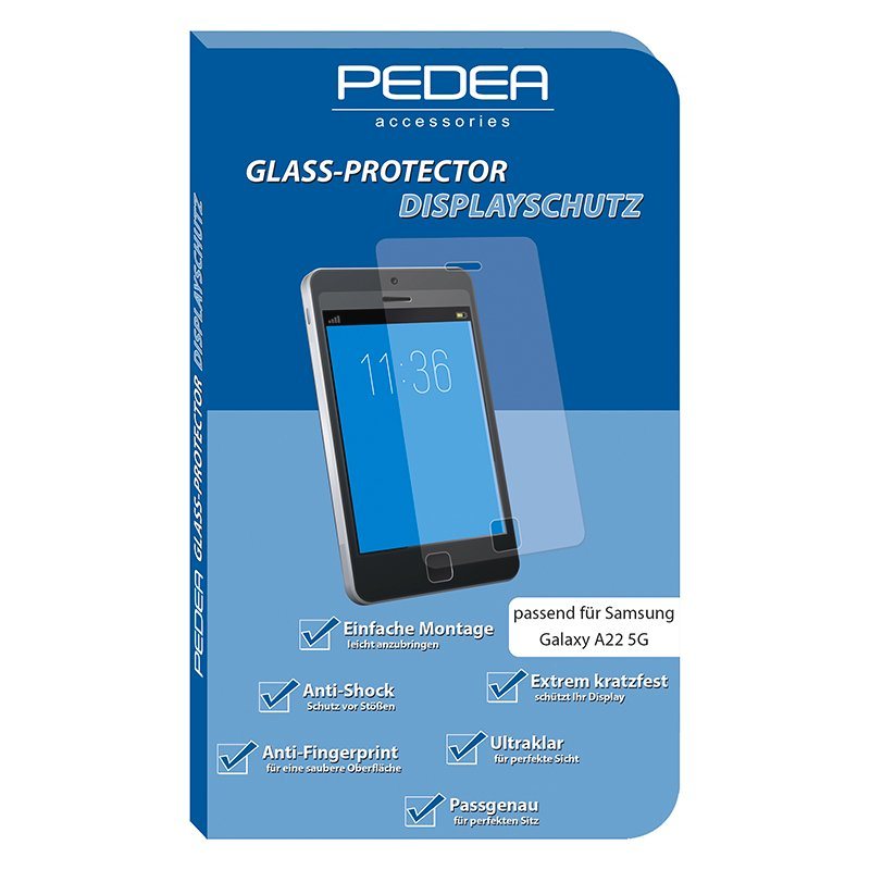 PEDEA Glas-Displayschutz für Smartphone Samsung Galaxy A22 (5G), Displayschutzglas, Displayschutzfolie von PEDEA