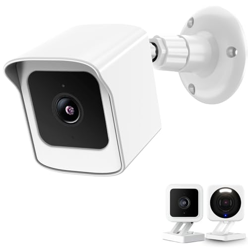 PEF Halterung für brandneue Wyze Cam V4 und V3, wetterfeste Schutzhülle und 360 Grad verstellbare Wandhalterung, solides Gehäuse für Wyze V4 und V3 Outdoor Indoor Smart Home Kamerasystem (Weiß, 1 von PEF