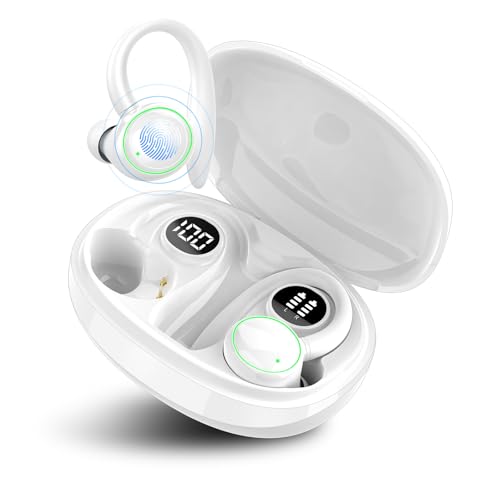 Bluetooth Kopfhörer Sport, Kabellos 5.3 Mit 4 Mic, In Ear ENC Noise Cancelling, HiFi Stereo Ohrhörer, LED-Anzeige, 48 Std Spielzeit, IP7 Wasserdicht, Weiß von PEFUPEW
