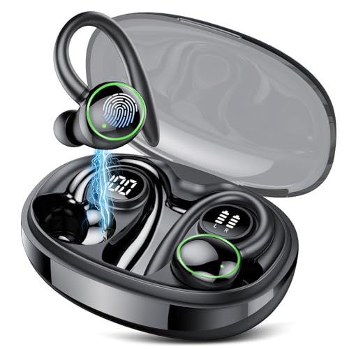 Bluetooth kopfhörer sport, Kopfhörer Kabellos Bluetooth 5.3 mit 4 Mic, In Ear Kopfhörer Bluetooth ENC Noise Cancelling, HiFi Stereo Ohrhörer mit Dual LED-Anzeige, 48 Std Spielzeit, IP7 Wasserdicht von PEFUPEW