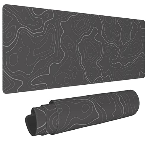 Topografische Konturlinien Geografische Karte Gaming Mauspad XXL XL Große Matte Lang Extended Mousepad Schreibtischunterlage rutschfeste Gummi-Mäusepads genähte Kanten 31,5 x 30,5 cm von PEIBEISI