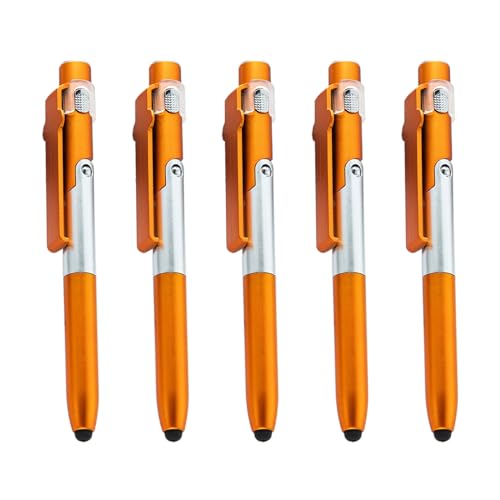 PEILINZE Kugelschreiber, 5 Stück, multifunktionaler Kugelschreiber, 4-in-1 Schreibstift mit Eingabestift, LED-Licht, faltbarer Telefonständer für Büropersonal von PEILINZE